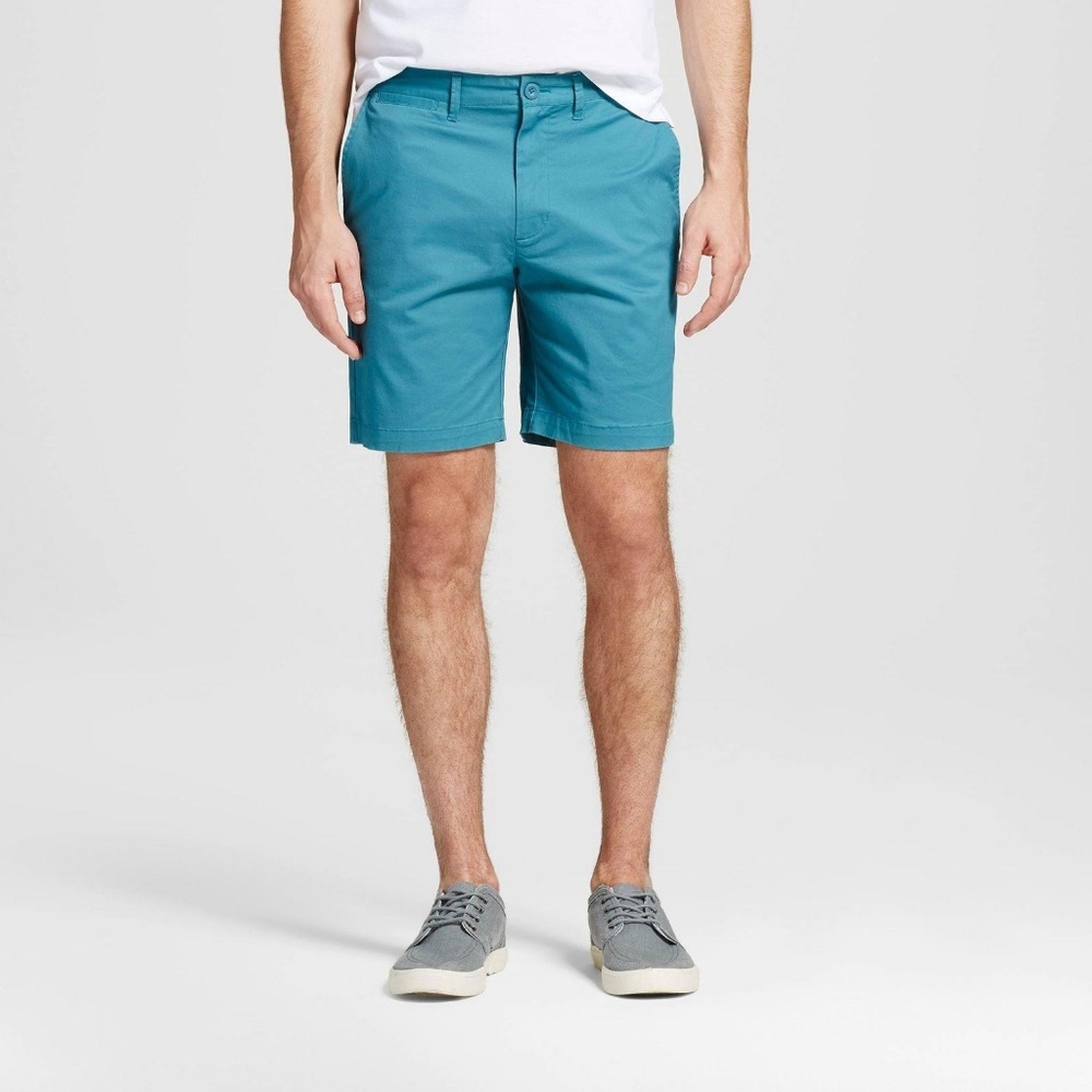 New Men's Merona Turquoise Flat Front Shorts